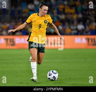 Gold Coast, Australie. 1er décembre 2024, l'australienne Caitlin Foord lors du match amical international, Australie - Brésil. Crédit : Kleber Osorio/Alamy Live News Banque D'Images