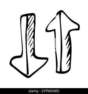 vecteur doodle grandes flèches. communication, travail de commandement, concept de travail d'équipe Illustration de Vecteur