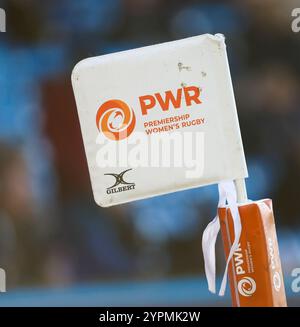 1er décembre 2024 ; Salford Community Stadium, Salford, Lancashire, Angleterre; Allianz Premiership Womens Rugby, Sale Sharks versus Leicester Tigers ; les parrains PWR de la première équipe féminine de rugby Banque D'Images