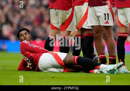 Manchester, Royaume-Uni. 1er décembre 2024. Marcus Rashford de Manchester United lors du match de premier League à Old Trafford, Manchester. Le crédit photo devrait se lire : Andrew Yates/Sportimage crédit : Sportimage Ltd/Alamy Live News Banque D'Images