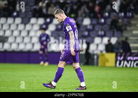 Anvers, Belgique. 1er décembre 2024. Thibaud Verlinden de Beerschot semble abattu lors d'un match de football entre Beerschot va et cercle Bruges, dimanche 1er décembre 2024 à Anvers, le jour 16 de la saison 2024-2025 de la première division du championnat belge 'Jupiler Pro League'. BELGA PHOTO TOM GOYVAERTS crédit : Belga News Agency/Alamy Live News Banque D'Images