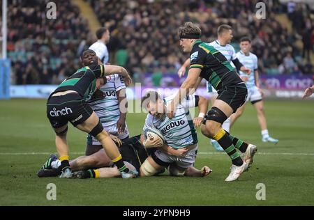 Northampton, Royaume-Uni. 29 novembre 2024. Jack Clement de Gloucester en action lors du Gallagher Premiership Rugby match opposant Northampton Saints contre Gloucester Rugby au Cinch Stadium le 29 novembre 2024 à Londres, en Angleterre. Crédit : Gary Mitchell, GMP Media/Alamy Live News Banque D'Images