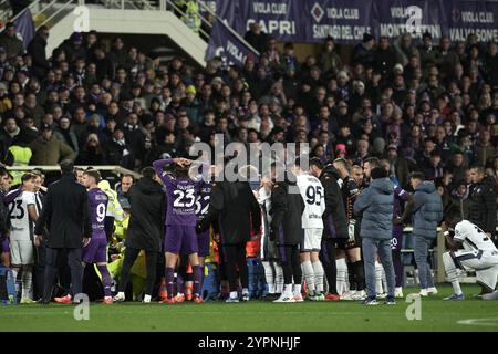 Firenze, Italie. 1er décembre 2024. Edoardo Bove de Fiorentina blessé lors du match de Serie A Enilive 2024/2025 entre Fiorentina et Inter - Serie A Enilive au stade Artemio franchi - Sport, Football - Florence, Italie - dimanche 1 décembre 2024 (photo Massimo Paolone/LaPresse) crédit : LaPresse/Alamy Live News Banque D'Images