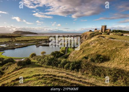 Vue montagneuse ; Looking to Brean Down ; Somerset ; Royaume-Uni Banque D'Images