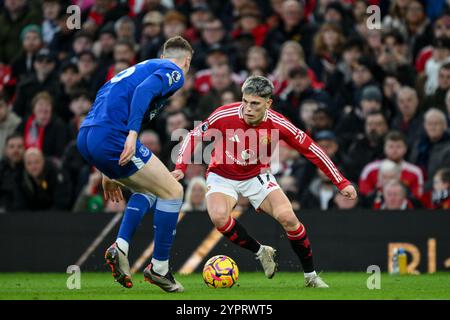 Manchester, Royaume-Uni. 1er décembre 2024. Alejandro Garnacho de Manchester United en action lors du match de premier League Manchester United vs Everton à Old Trafford, Manchester, Royaume-Uni, le 1er décembre 2024 (photo de Craig Thomas/News images) à Manchester, Royaume-Uni le 1er/12/2024. (Photo de Craig Thomas/News images/SIPA USA) crédit : SIPA USA/Alamy Live News Banque D'Images