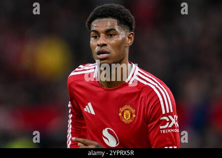 Manchester, Royaume-Uni. 1er décembre 2024. Marcus Rashford de Manchester United lors du match de premier League Manchester United vs Everton à Old Trafford, Manchester, Royaume-Uni, le 1er décembre 2024 (photo par Craig Thomas/News images) à Manchester, Royaume-Uni le 1er/12/2024. (Photo de Craig Thomas/News images/SIPA USA) crédit : SIPA USA/Alamy Live News Banque D'Images