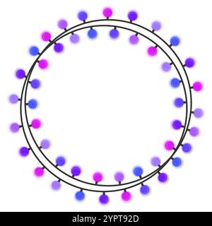 Guirlande avec des ampoules violettes sur un fond blanc. Illustration vectorielle. Illustration de Vecteur