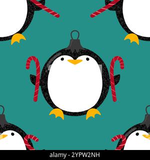 Motif de pingouin sans couture animaux de Noël pour l'emballage du papier et des tissus et des draps et des vêtements pour enfants imprimés et emballage du nouvel an et pac d'hiver Noel Banque D'Images