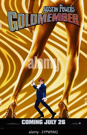 Austin Powers dans Goldmember (2002) réalisé par Jay Roach et mettant en vedette Mike Myers, Beyoncé Knowles et Michael Caine. Un espion britannique groovy voyage à travers le temps pour sauver son père du vilain Goldmember. Photographie d'une affiche originale US Advance de 2002 À USAGE ÉDITORIAL EXCLUSIF. Crédit : BFA / New Line Cinema Banque D'Images