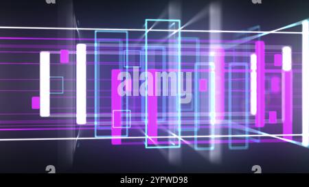 Boucle VJ à fond géométrique coloré de 3D néons. Formes brillantes et colorées Banque D'Images