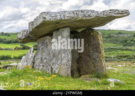 Dolmen de Poulnabrone, probablement entre 4200 et 2900 ans, Burren, County Clare, Ireland, Royaume-Uni, Europe Banque D'Images