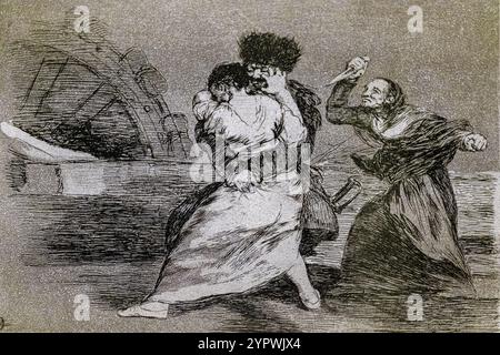 Les désastres de la guerre, non. 9 : ils ne veulent pas, 1810-1814, Francisco de Goya, première impression de 1863, réalisée par l'Académie Royale des Beaux-Arts de San Fe Banque D'Images