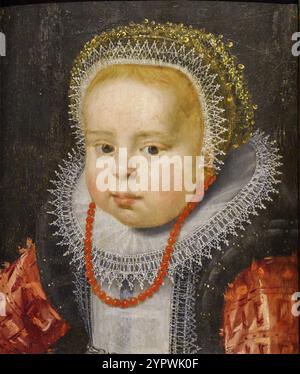 Fille avec un bonnet en dentelle, folower de Cornelis de vos, Nins, portraits d'enfants s. XVI-XIX, sa Bassa Blanca Museum (msbb) Yannick vu et Ben Jakober Banque D'Images