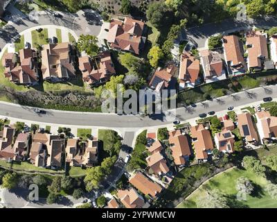 Vue aérienne quartier de classe moyenne en Californie du Sud, États-Unis, Amérique du Nord Banque D'Images