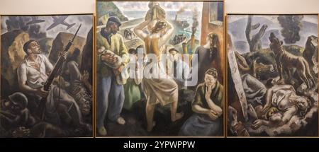 Aurelio Arteta, triptyque de la guerre. l'avant, l'exode, l'arrière, vers 1937-1938, huile sur toile, Musée des Beaux-Arts d'Alava, Vitoria, pays Basque, SP Banque D'Images