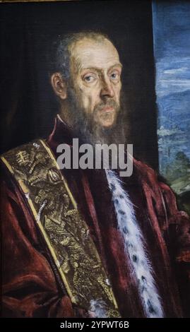 Jacopo Tintoretto, Portrait de Vincenzo Morosini, huile sur toile, National Gallery, Londres, Angleterre, Grande-Bretagne Banque D'Images