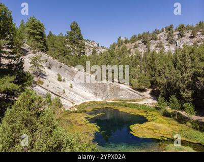 Monument naturel de la Fuentona, source de la rivière Abion, Muriel de la Fuente, Soria, Communauté autonome de Castille, Espagne, Europe Banque D'Images