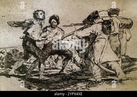 Les désastres de la guerre, non. 2 : à tort ou à raison, 1810-1814, Francisco de Goya, première impression de 1863, réalisée par l'Académie Royale des Beaux-Arts de San Banque D'Images