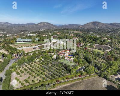 Vue aérienne sur Rancho Santa Fe ville super riche à San Diego, Californie, États-Unis, Amérique du Nord Banque D'Images