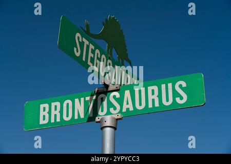 OCT 2020, DINOSAURE COLORADO - dinosaure - Stegosaurus et Brontosaurus dans Dinosaur, Colorado Banque D'Images