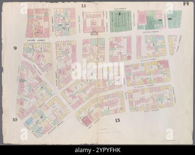 Carte délimitée par canal Street, Mott Street, Cross Street, Mulberry Street, Chatham Street, Pearl Street, Elm Street, planche 14 1857 - 1862 par Perris, William Banque D'Images