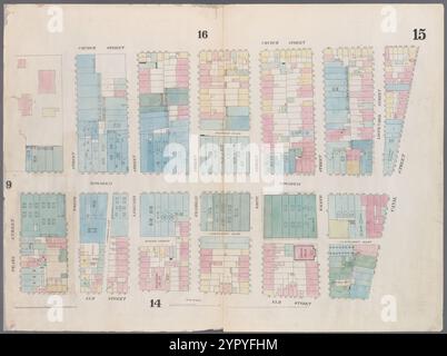 Carte délimitée par canal Street, Elm Street, Pearl Street, Church Street, planche 15 1857 - 1862 par Perris, William Banque D'Images