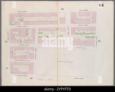 Carte délimitée par 9th Street, University place, 4th Street, Sixth Avenue, planche 54 1857 - 1862 par Perris, William Banque D'Images