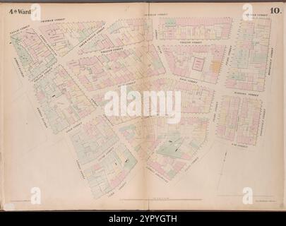 Carte délimitée par Nassau Street, Roosevelt Street, Oak Street, Oak Street, Pearl Street, Frankfort Street, Cliff Street, Ferry Street, Spruce Street, planche 10 1852 par Perris, William Banque D'Images