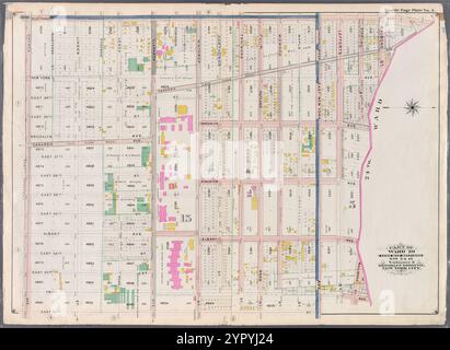 Borné par Nostrand Avenue, Malbone Street, Canarsie Avenue, Sterling Street, Brooklyn Avenue, Lefferts Street, Kingston Avenue, East New York Avenue, East 45th Street et Church Avenue, double page plate No 1 1898 par Ullitz, Hugo. Banque D'Images