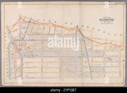 Planche 1 : [délimitée par Montgomery Street, New York Avenue, Malbone Street, Kingston Avenue, Fenimore Street, Ocean Avenue et Flatbush Avenue.] 1890 par Robinson, E. (Elisha) Banque D'Images