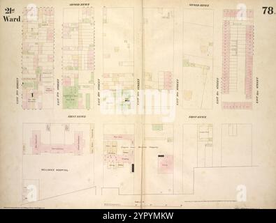 Carte délimitée par second Avenue, East 32nd Street, First Avenue, East 26th Street, planche 78 1854 par Perris, William Banque D'Images