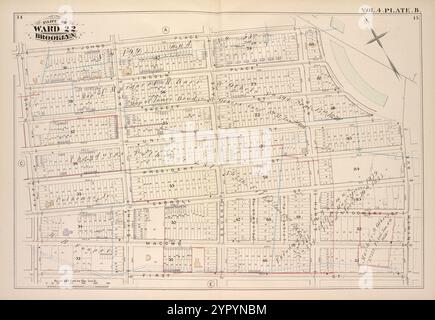 Carte Bound by : Johns place, Plaza, Ninth Ave., First réunis, Fifth Ave.; dont Lincoln place, Sackett préparé, Union préparée, President préparé, Carroll préparé, Macomb., Sixth Ave., Seventh Ave., Polhemus PL., Fiske PL., huitième av., Vol. 4. Plaque, B. 1880 Banque D'Images