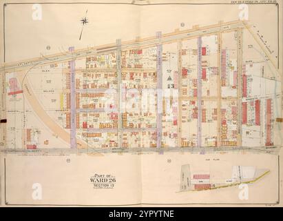 Brooklyn, vol. 4, planche double page no 16 ; partie du quartier 26 ; sections 13 ; sous-plan ; 1905 par E.B. Hyde & Co. Banque D'Images