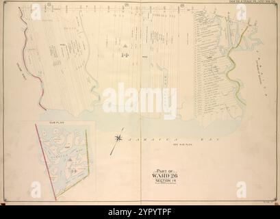 Brooklyn, vol. 4, plaque double page no 28 ; partie du quartier 26 ; sections 14 ; Plan secondaire ; 1905 par E.B. Hyde & Co. Banque D'Images