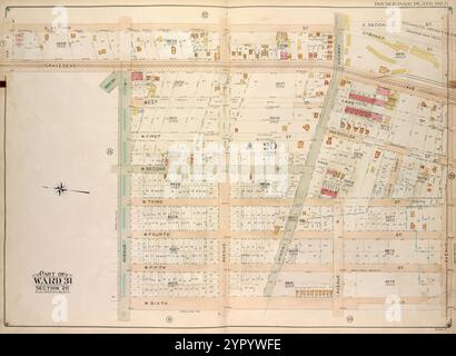 Brooklyn, vol. 7, double page plate No. 11 ; part of Ward 31, section 20 ; [Map Bounded by E. 2nd réunis, Avenue S, W. 6th réunis ; Including Avenue P, Gravesend Ave., Avenue O] 1907 par E.B. Hyde & Co. Banque D'Images