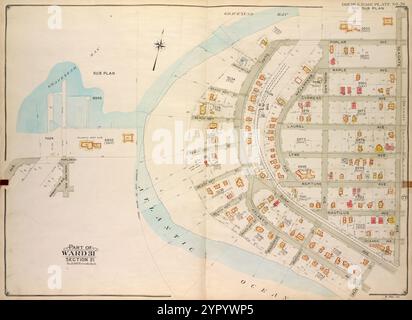 Brooklyn, vol. 7, double page plate No. 26 ; part of Ward 31, section 21 ; [Map Bounded by Gravesend Bay, Seagate Ave., Beach 40th mis, Atlantic Ocean] ; Sub Plan; [carte bornée par Gravesend Bay, Polar Ave., Highland Ave., Manhattan Ave.] 1907 par E.B. Hyde & Co. Banque D'Images