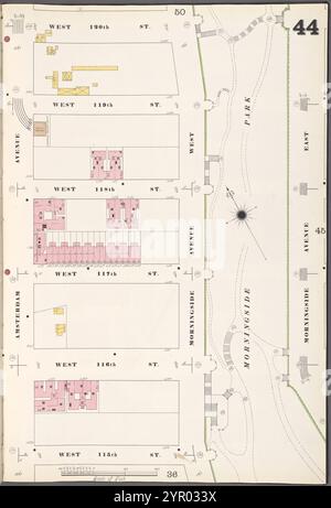 Manhattan, V. 7, plate No. 44 [carte délimitée par W. 120th équipée, Morningside Ave. East, W. 115th préparé, Amsterdam AVE.] 1902 Banque D'Images