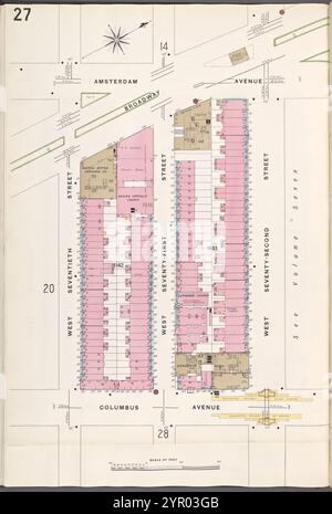 Manhattan, V. 6, plate No. 27 [Map Bounded by Amsterdam Ave., W. 72nd réussi, Columbus Ave., W. 70th réussi] 1907 Banque D'Images