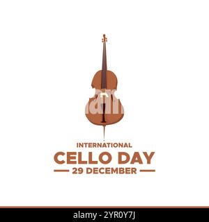 Journée internationale du violoncelle le 29 décembre, graphique vectoriel de la journée internationale du violoncelle . conception plate. Dessin au trait. conception de flyer. illustration plate. Illustration de Vecteur