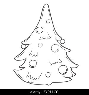 Arbre de Noël, jouets, style dessiné à la main, vecteur Illustration de Vecteur