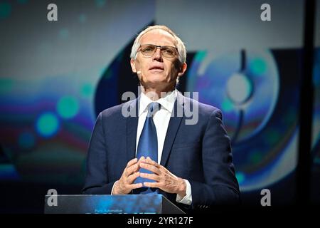 Photo du dossier - Carlos Tavares Directeur général de Stellantis lors d'un discours au Paris Automotive Summit 2024 le 15 octobre 2024. Chaque année, ce salon à ne pas manquer rassemble des leaders et des entreprises du secteur automobile mondial. Carlos Tavares, directeur général de Stellantis, a démissionné brutalement dimanche, deux mois après un avertissement de profit chez le fabricant de Jeep, Fiat et Peugeot qui a perdu environ 40% de sa valeur cette année. La société a déclaré qu'elle chercherait à trouver un nouveau PDG au cours du premier semestre 2025. Directeur indépendant senior Henri de Castries a déclaré dans un communiqué Tha Banque D'Images