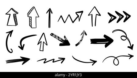 Vecteur différentes flèches Scribbles marques icônes définies. Illustration de Vecteur