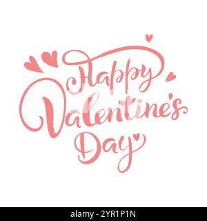 Bonne Saint Valentin, lettrage rose, sur un fond isolé. Illustration de Vecteur