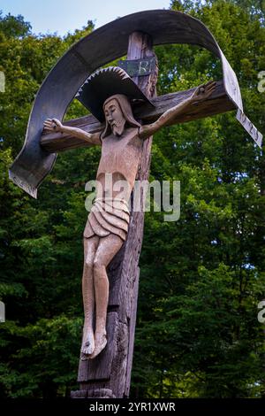 Vieux village traditionnel Christ figure, ASTRA Museum, Sibiu, Transylvanie, Roumanie Banque D'Images