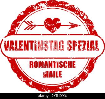 Timbre en caoutchouc marque Valentine spécial courrier romantique. Vecteur de courrier romantique spécial de saint-valentin, amour et coeur, cadeau de sceau de lettre, timbre de message de vacances Illustration de Vecteur