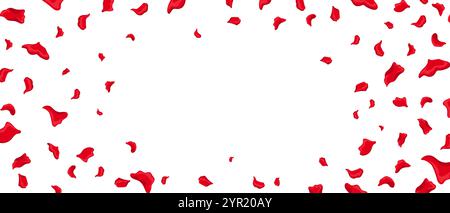 Pétales de rose éparpillés représentant l'amour et les célébrations festives. Illustration de Vecteur