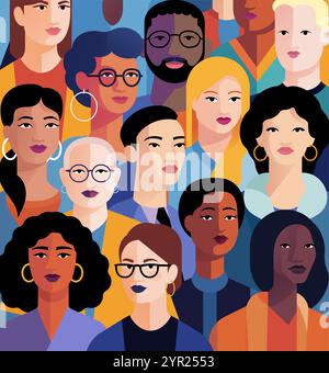 Groupe de foules d'illustration de communauté diversifiée Illustration de Vecteur