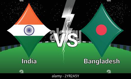 Match Stadium et Sky Stars Thunder Flash avec Inde vs Bangladesh Illustration de Vecteur