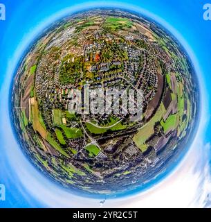 DATE D'ENREGISTREMENT NON INDIQUÉE Luftbild, Wohngebiet Ortsansicht Bork, Erdkugel, Fisheye Aufnahme, Fischaugen Aufnahme, 360 Grad Aufnahme, minuscule monde, petite planète, fisheye Bild, Bork, Selm, Ruhrgebiet, Nordrhein-Westfalen, Deutschland ACHTUNGxMINDESTHONORARx60xEURO *** vue aérienne, zone résidentielle, vue locale Bork, globe terrestre, image fisheye, image à 360 degrés, monde minuscule, petite planète, image fisheye, Bork, Selm, région de la Ruhr, Rhénanie du Nord-Westphalie, Allemagne ACHTUNGxMINDESTHONORARx60xEURO Banque D'Images