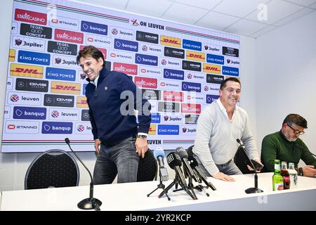 Leuven, Belgique. 02 décembre 2024. Chris Coleman, entraîneur-chef de l'OHL, et Frederic Van den Steen, PDG de l'OHL, ont présenté leur nouvel entraîneur-chef lors d'une conférence de presse de l'équipe belge de soccer Oud-Heverlee Leuven, à Leuven, le lundi 2 décembre 2024. BELGA PHOTO TOM GOYVAERTS crédit : Belga News Agency/Alamy Live News Banque D'Images